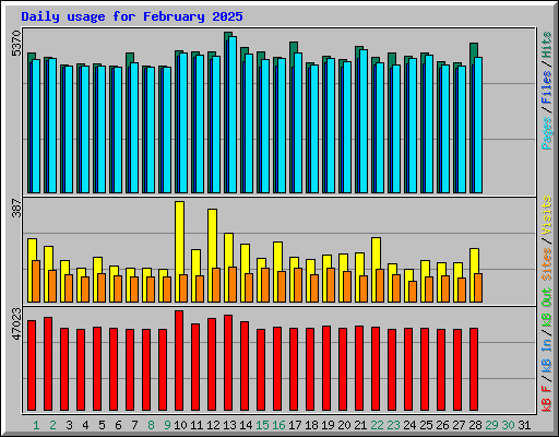 Daily usage for February 2025